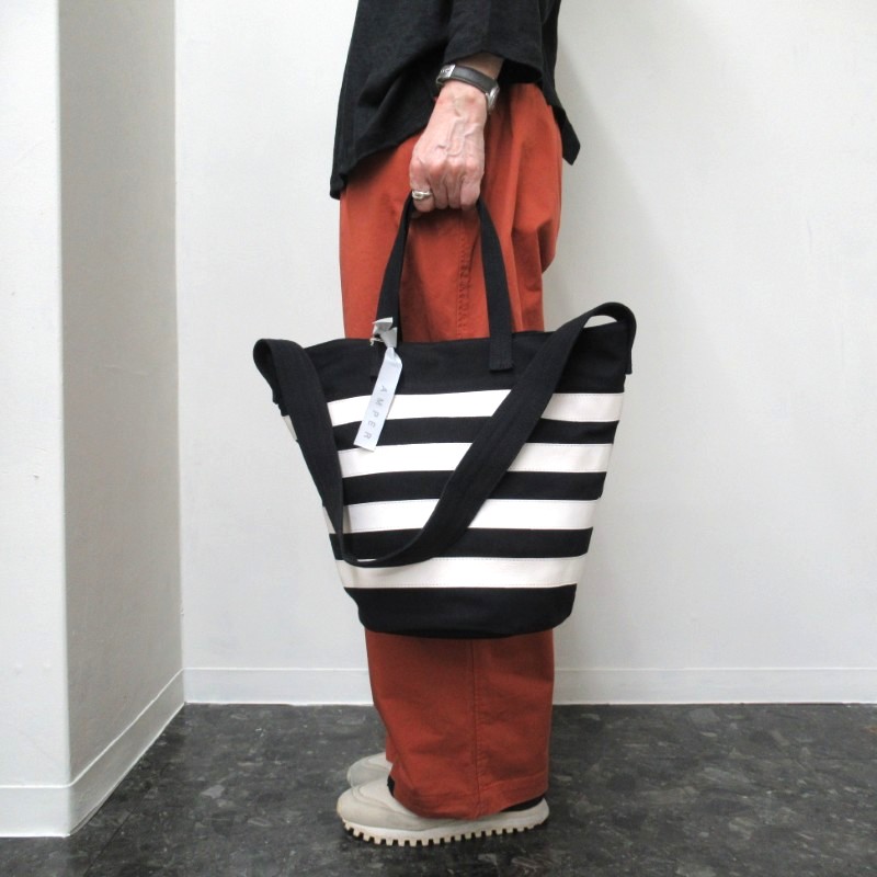 AMPER  キャンバス＊レザー２wayバケツバック /BKボーダー